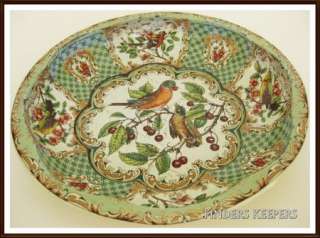 Vintage LITHO Tin Decorative Bowl DAHER England Ware BIRDS Botanical 