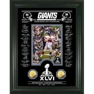 New York Giants Super Bowl XLVI Champions Gold Coin Signature Etched 