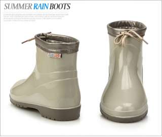 Womens Waterproof Rubber Ankle Wedge Rain Boots  