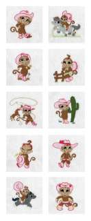Monkey Cowgirls Machine Embroidery Designs  