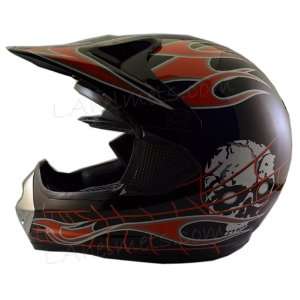 New Dot Adult Red Flame Skull Dirt Bike ATV Motorcross Off Road Helmet 