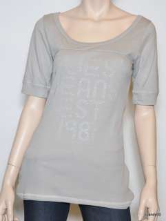 Nwt GUESS Jeans Scoop Neck Studded Top T Shirt Tunic Cotton Tee 