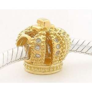  18k Gold on 925 Sterling Silver European Style Royal Crown 