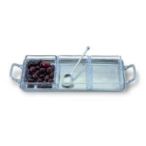  Match Italian Pewter Crudite´ Tray with Handles Crystal 