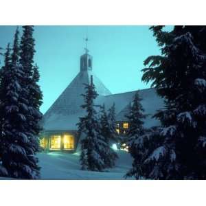  Timberline Lodge at Night in the Snow, Oregon Cascades 