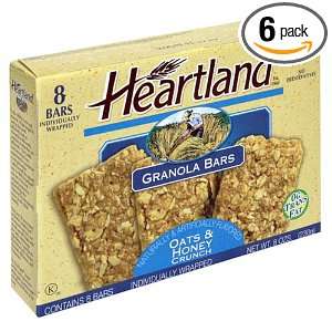 Heartland Oat and Honey Crunchy Granola Bars, 8 Count Boxes (Pack of 6 