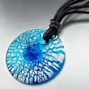  Pugster Silver Foil Pale Blue Crusted Round Murano Glass 