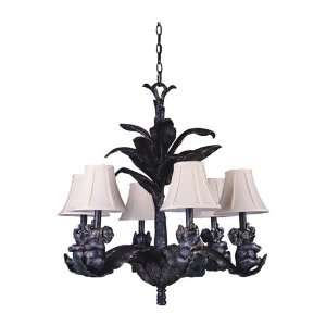 Triarch 31333 Elephant 6 Light Chandeliers in Bronze Silver Patina 