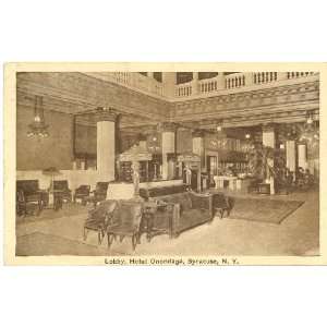   Postcard Lobby of Hotel Onondaga Syracuse New York 