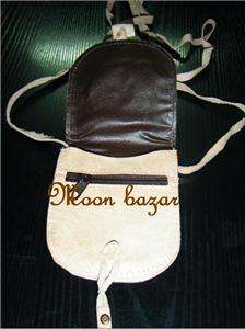 Vintage handmade Pharaonic Scenes leather Horse saddle bag purse .
