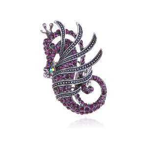   Crystal Rhinestone Crown King Seahorse Ocean Fish Rib Ring Jewelry