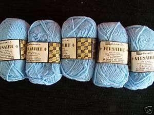Spinnerin Versatile wool blend yarn, light blue, lot of 5  