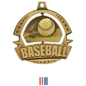 Hasty Awards Spinner Custom Baseball Medals GOLD MEDAL / FLAG RIBBON 2 