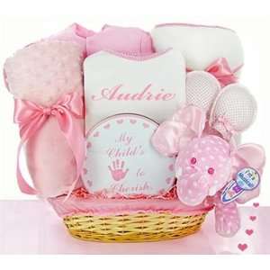  Minky Dots Pink Personalized Gift Basket Baby