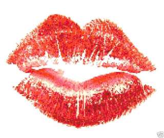 Kiss Lips Counted Cross Stitch Pattern Valentines Day  