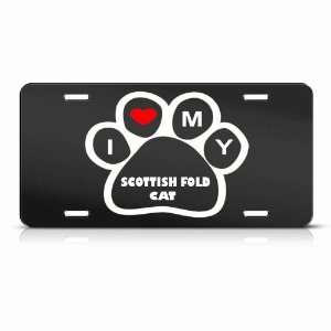 Scottish Fold Cats Black Novelty Animal Metal License Plate Wall Sign 