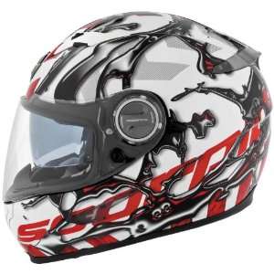 Scorpion EXO 500 Graphics Helmet , Color Red, Style Oil, Size Lg 50 
