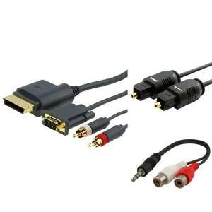  Premium VGA Cable w/ Port + Digital Optical Audio TosLink 