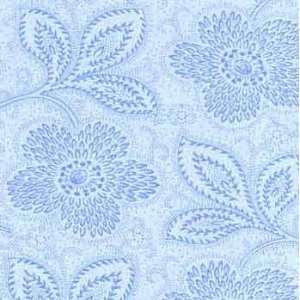  DAHL B Dahlia Blue on Light Blue Fabric By P&B Textiles 