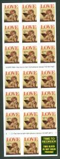 US #3030a 32¢ Love/Cherub (20), Self Adhesive Convertible Booklet 