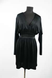 NWT Halston Heritage Blk Deep V Jersey Dress 2 $365  