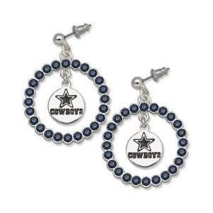 NFL Officially Licensed Dallas Cowboys Earrings   Blue Crystals & Team 
