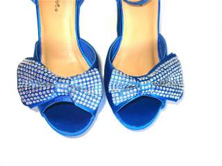   Lalana 04 Royal Blue Bow Wedge Platform Peep toe Sandals 5 10  