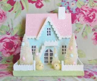 Bethany Lowe Easter Large Spring Cottage Blue Paper Mache  