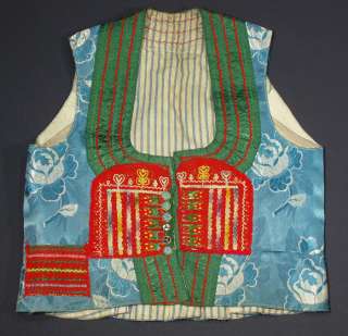 AUTHENTIC Czech Moravian folk costume vest embroidered blue brocade 