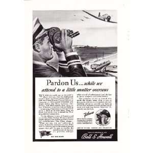  1943 WWII Ad Bell Howell Filmo Camera on Navy Aircraft 