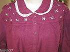 lanz of salzburg burgundy plus size smocked long flannel nightgown