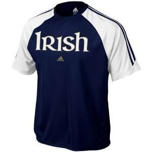  adidas Notre Dame Fighting Irish Navy Blue Mesh Crew T shirt 