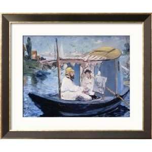 Monet in His Floating Studio, Pre made Frame by Édouard Manet, 30x25 