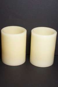 New 3x4 Ivory LED Wax Pillar Timer Candle Set of 2 037916325873  