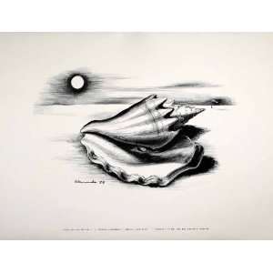  1954 Lithograph Gertrude Abercrombie Modern Art Conch Sea 