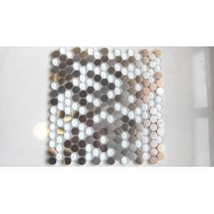   Stainless Steel & Glass Dime Wall Mosaic Tile or Backsplash Mosaic