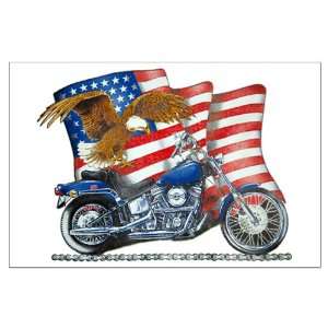  Large Poster Motorcycle Eagle And US Flag 