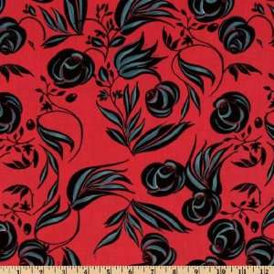   Lulu Black Roses Red/Raven Fabric By The Yard Arts, Crafts & Sewing