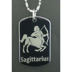  Zodiac Star Sagittarius Dogtag Pendant Necklace 