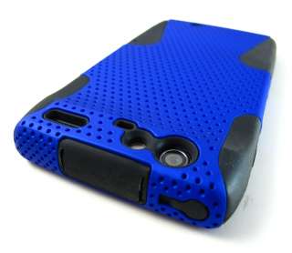 BLUE PERFORATED RUBBERIZED HARD SOFT CASE COVER MOTOROLA DROID RAZR 