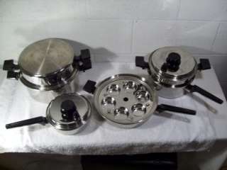 9pc Set Royal Prestige Stainless Steel Cookware Titanium Silver Alloy 