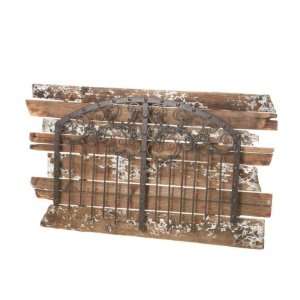   Weathered Wooden Planks with Metal Grill Wall Art
