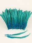 50 turquoise blue dyed solid rooster tails craft millinery feathers