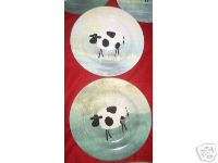 decorator stoneware 8 plates, cow theme  