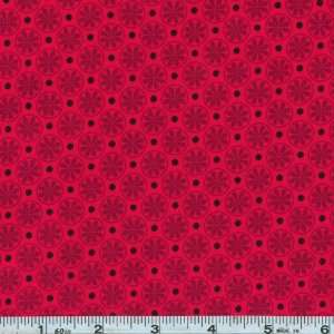  45 Wide Arabella Floral Circles Red Fabric By The Yard 