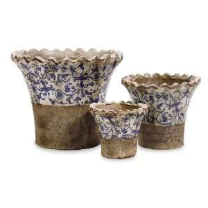   Antique Style Decorative Delftware Cache Pots Patio, Lawn & Garden