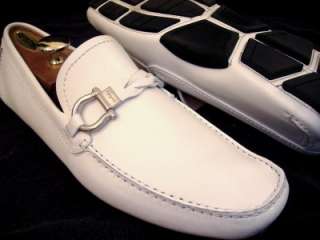 Salvatore Ferragamo Mens Dress Shoes Paladin Parigi White Driver 