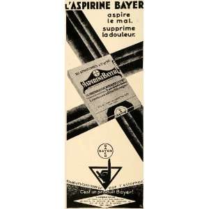 1929 Ad French Aspirine Bayer Pain Reliever Medicines 