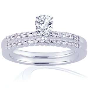 75 Ct Pear Shaped Diamond Wedding Rings Pave Set SI2 COLOR F EGL CUT 