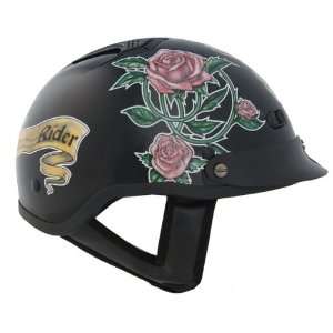   Vented Shorty Lady Rider Beanie Half Helmet Black XSmall Automotive